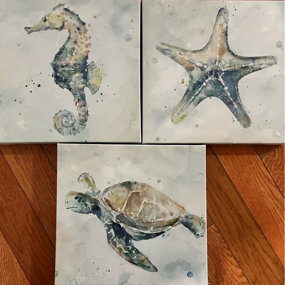 Ocean animals set of 3 canvas